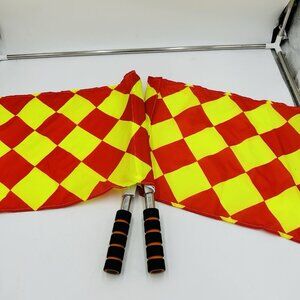 2 pcs Soccer Referee Offside Hand-Flags Water-Proof Two Pcs with Bag Used Once